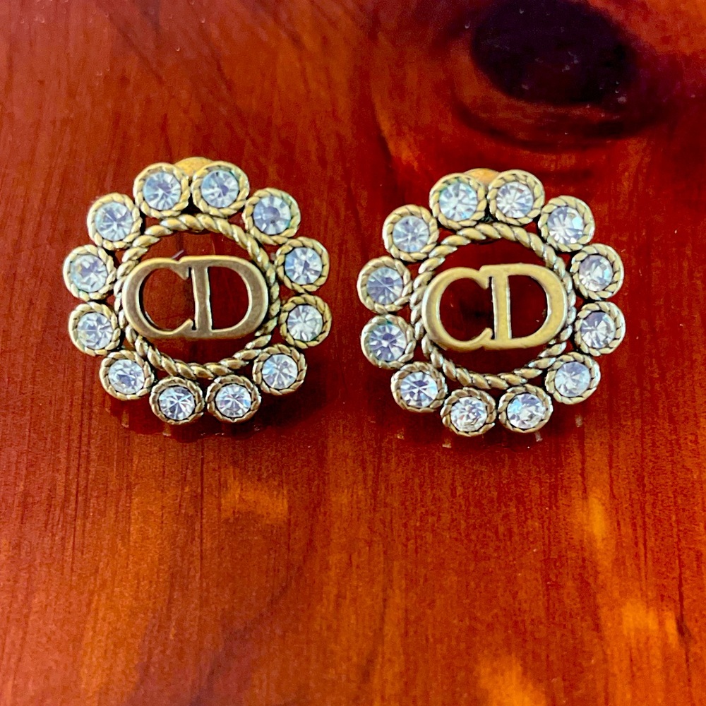 Dior Gold and Silver Crystal Earrings